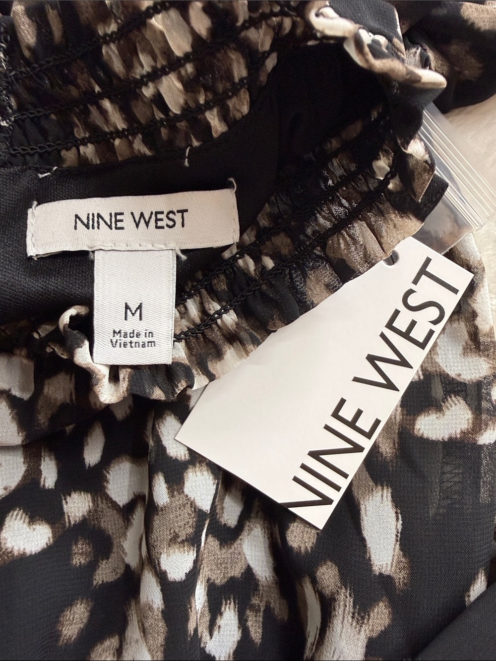 NWT Nine West Belted Mock Neck Animal Print Mini Dress Medium - Picture 12 of 15
